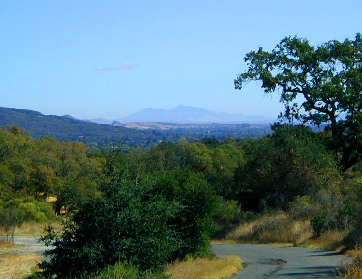 distant view of mountain with view from up high and accross valleys